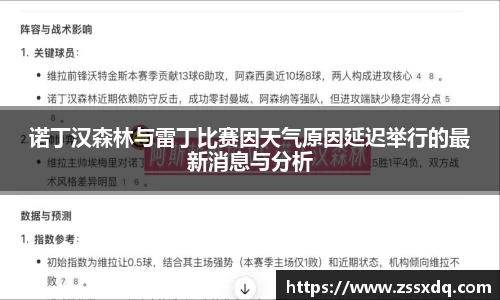 诺丁汉森林与雷丁比赛因天气原因延迟举行的最新消息与分析
